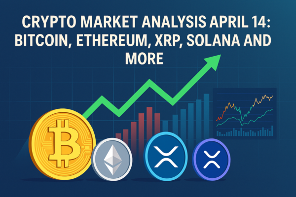 A vibrant digital graphic illustrating financial and crypto market trends with candlestick charts, Bitcoin and Ethereum symbols, and a headline banner reading “Crypto Market Analysis – BTC, ETH, XRP, SOL & More.” The image is styled in a clean, modern design suitable for newsletters and WordPress blogs.